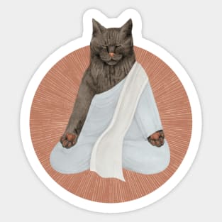 meditating cat - black Sticker